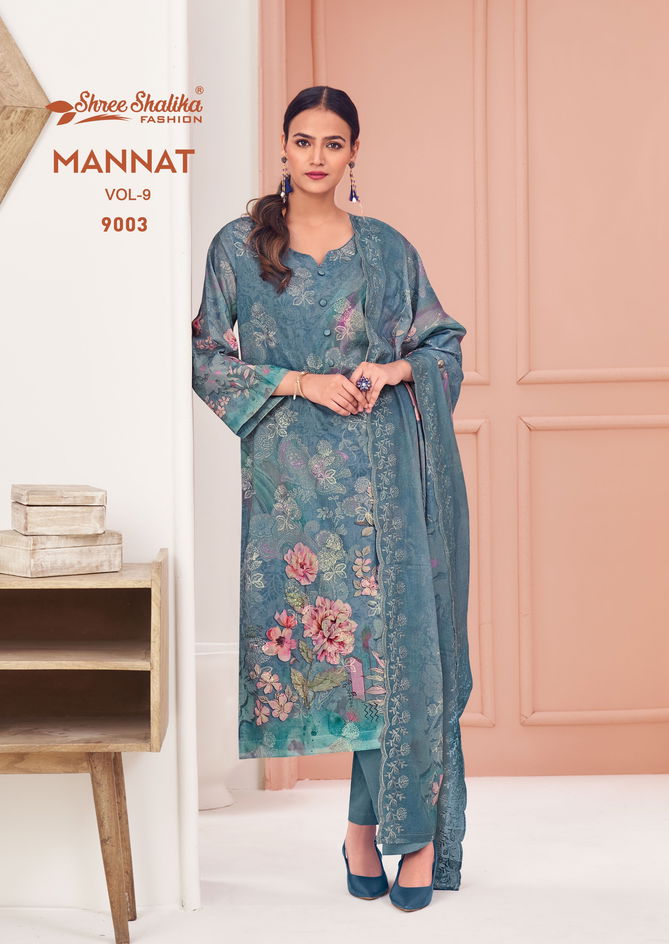 Mannat Vol 9 By Shree Shalika Digital Printed Lawn Cotton Dress Material Wholesale Online
